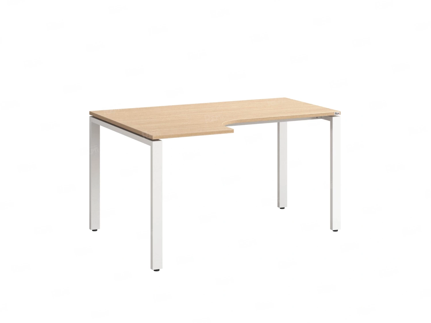 Стол угловой, П-опора, левый 1600x900/1200x750, RM053-16x9-12 Вяз Швейцарский светлый/Белый