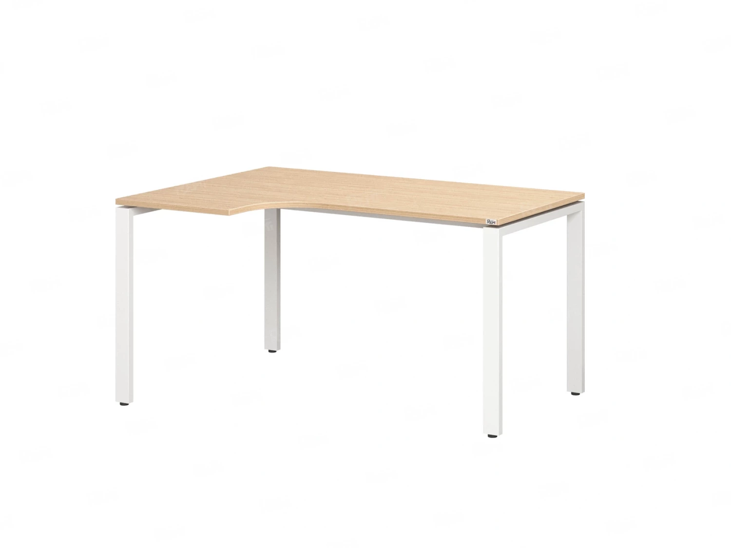 Стол угловой, П-опора, левый 1600x900/1200x750, RM053-16x9-12 Вяз Швейцарский светлый/Белый