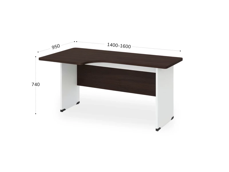 BRL RB085-140х95L Угловое рабочее место левое 1400х950х740 Венге/Белый