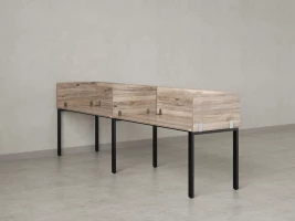 Бенч-система в 1 ряд, 2 рабочих места 5 ЛДСП экранов 3200x800x750 RM167-2-32x8 Дуб Маувелла/Черный
