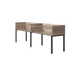 Бенч-система в 1 ряд, 2 рабочих места 5 ЛДСП экранов 3200x800x750 RM167-2-32x8 Дуб Маувелла/Черный