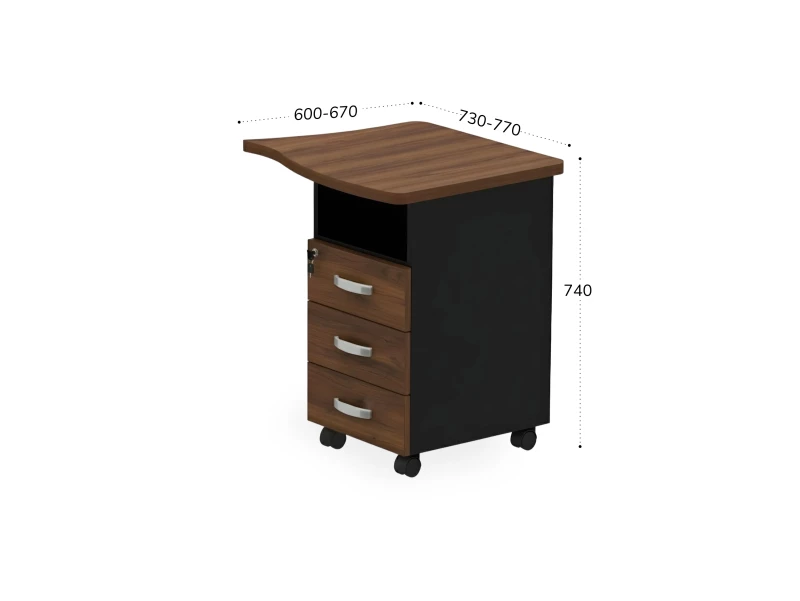 BRL RB090-77х67R Тумба приставная правая 770х670х740 Орех Вармия/Черный