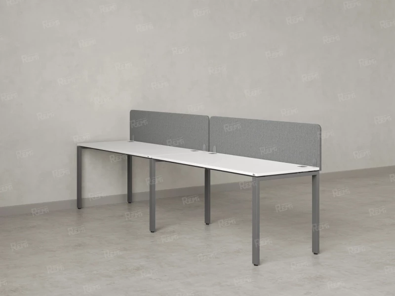 Бенч-система в 1 ряд, 2 рабочих места 2 тканевых экранов 3200x700x750 RM167-3-32x7 Белый/Серый