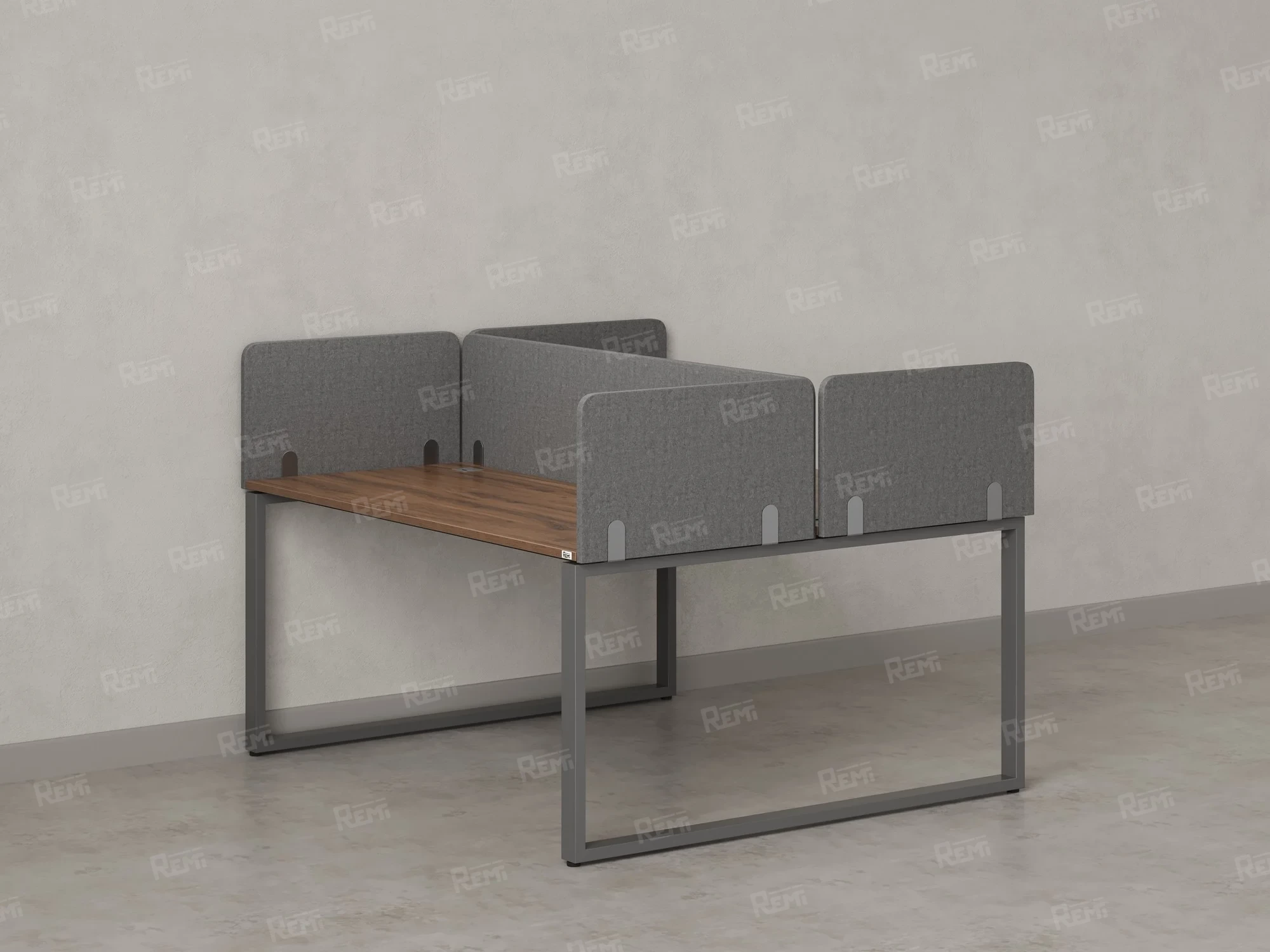 Бенч-система, 2 рабочих места, 5 тканевых экранов 1000x1600x750 RM169-3-10x16 Дуб Юстус/Серый