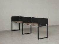 Бенч-система в 1 ряд, 2 рабочих места 5 тканевых экранов 2700x600x750 RM168-1-27x6 Дуб Маувелла/Черный