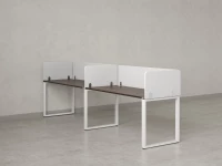 Бенч-система в 1 ряд, 2 рабочих места 5 тканевых экранов 3600x700x750 RM168-1-36x7 Дуб Апрельский шоколад/Белый