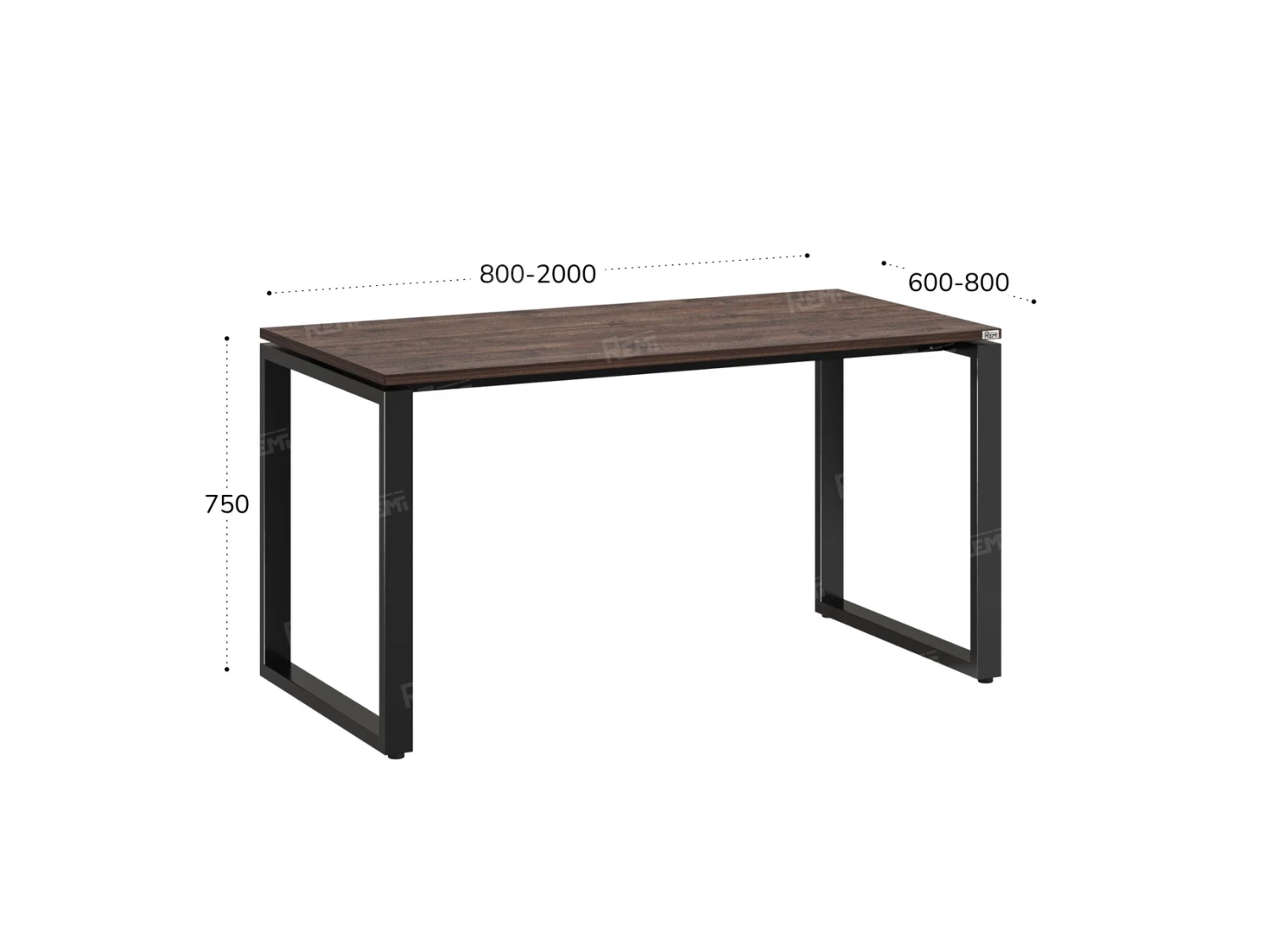 Стол прямой на O-образных опорах 1400x800x750 RM002-14x8 Дуб Апрельский шоколад/Черный
