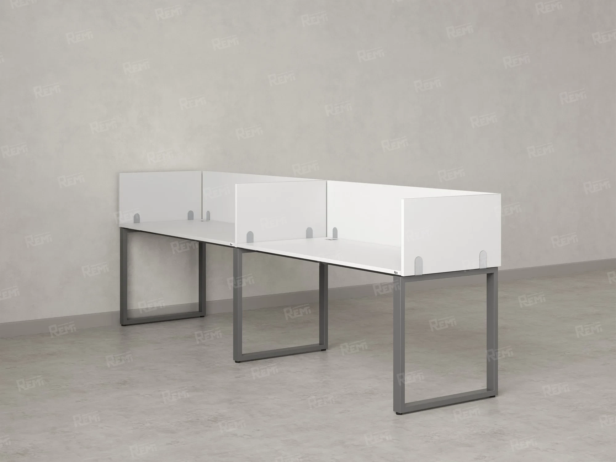 Бенч-система в 1 ряд, 2 рабочих места 5 ЛДСП экранов 2400x800x750 RM168-2-24x8 Белый/Серый