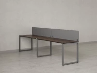 Бенч-система в 1 ряд, 2 рабочих места 2 тканевых экранов 2400x600x750 RM168-3-24x6 Дуб Апрельский шоколад/Серый