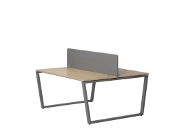 Бенч-система, 2 рабочих места, с одним тканевым экраном 1400x1200x750 RM172-1-14x12 Вяз Швейцарский светлый/Серый