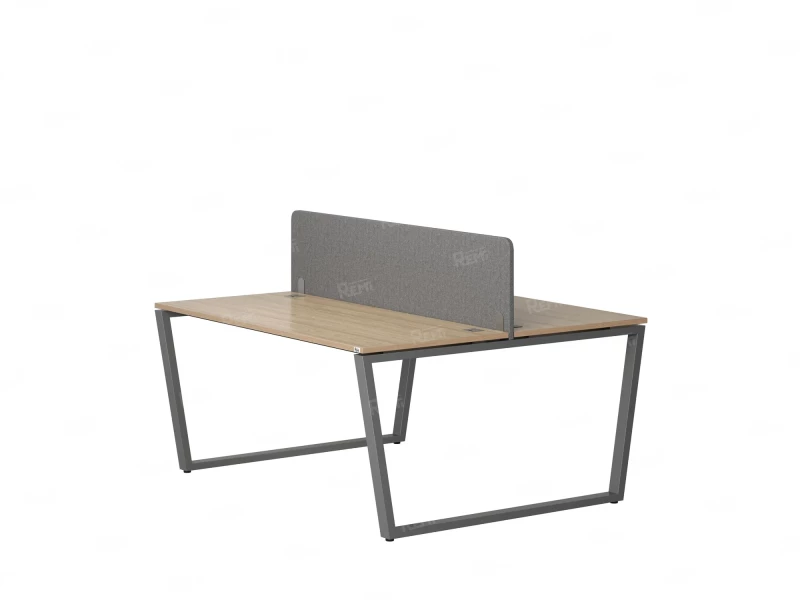 Бенч-система, 2 рабочих места, с одним тканевым экраном 1400x1200x750 RM172-1-14x12 Вяз Швейцарский светлый/Серый