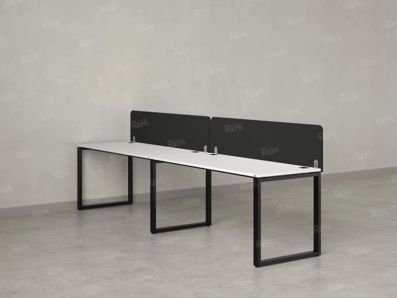 Бенч-система в 1 ряд, 2 рабочих места 2 тканевых экранов 3200x700x750 RM168-3-32x7 Белый/Черный