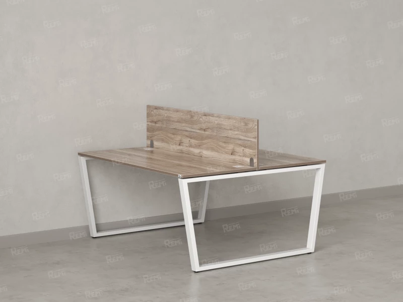 Бенч-система, 2 рабочих места, с одним экраном ЛДСП 1200x1400x750 RM172-2-12x14 Дуб Маувелла/Белый