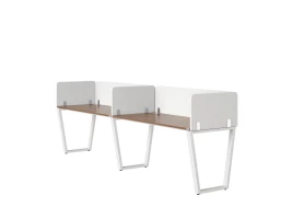 Бенч-система в 1 ряд, 2 рабочих места 5 тканевых экранов 2700x600x750 RM174-1-27x6 Дуб Юстус/Белый