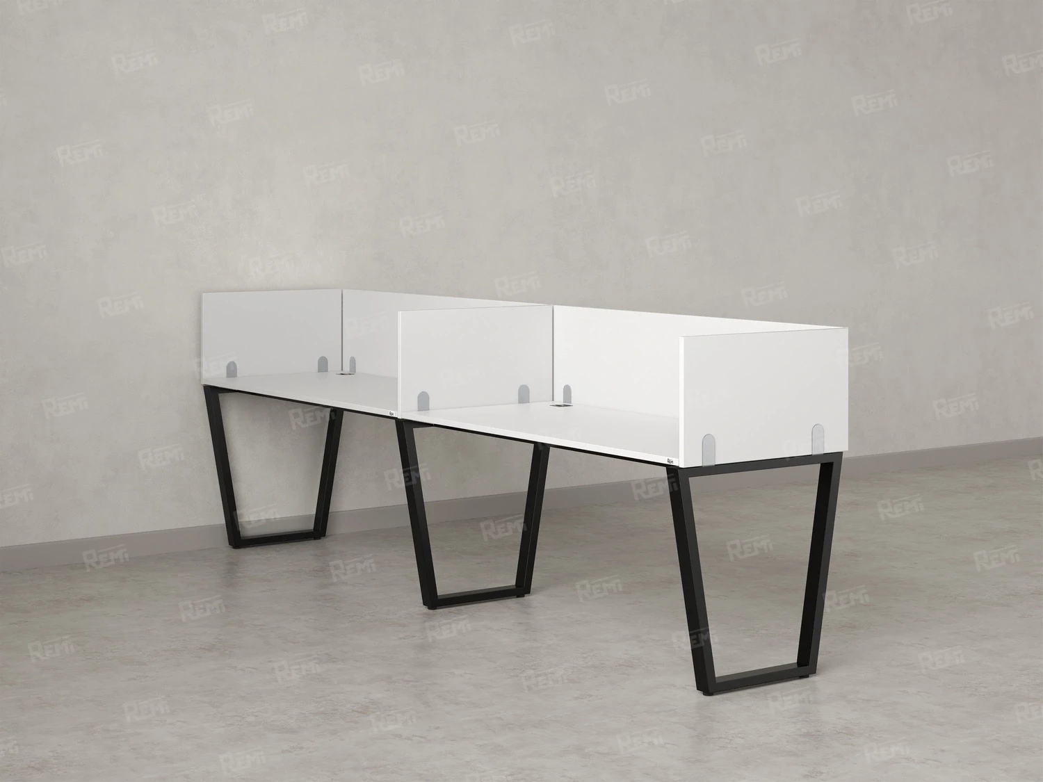 Бенч-система в 1 ряд, 2 рабочих места 5 ЛДСП экранов 2400x800x750 RM174-2-24x8 Белый/Черный