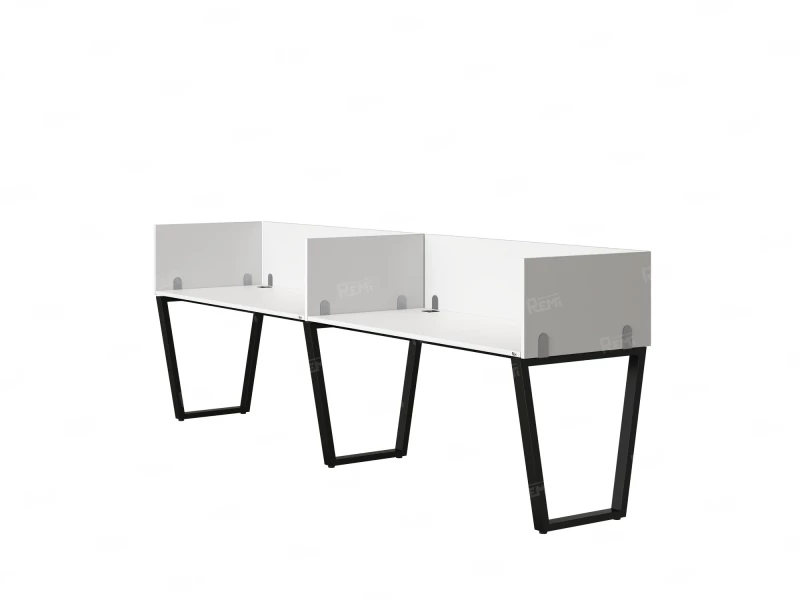 Бенч-система в 1 ряд, 2 рабочих места 5 ЛДСП экранов 2400x800x750 RM174-2-24x8 Белый/Черный