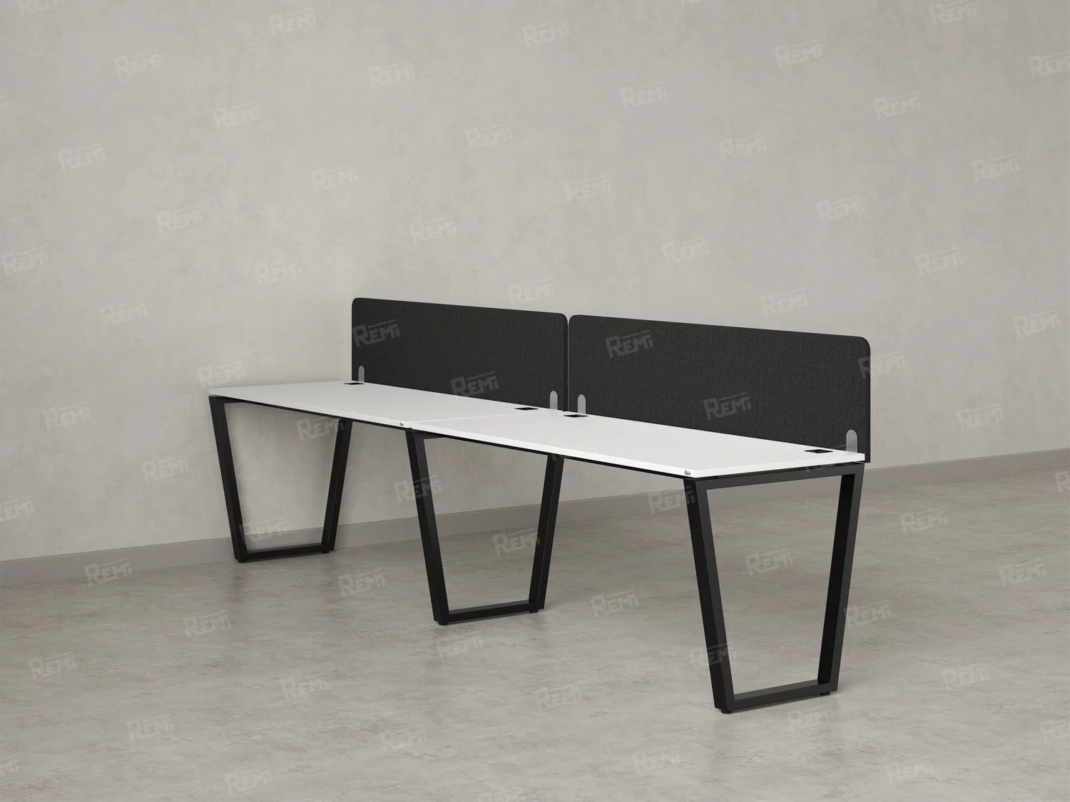 Бенч-система в 1 ряд, 2 рабочих места 2 тканевых экранов 3200x700x750 RM174-3-32x7 Белый/Черный
