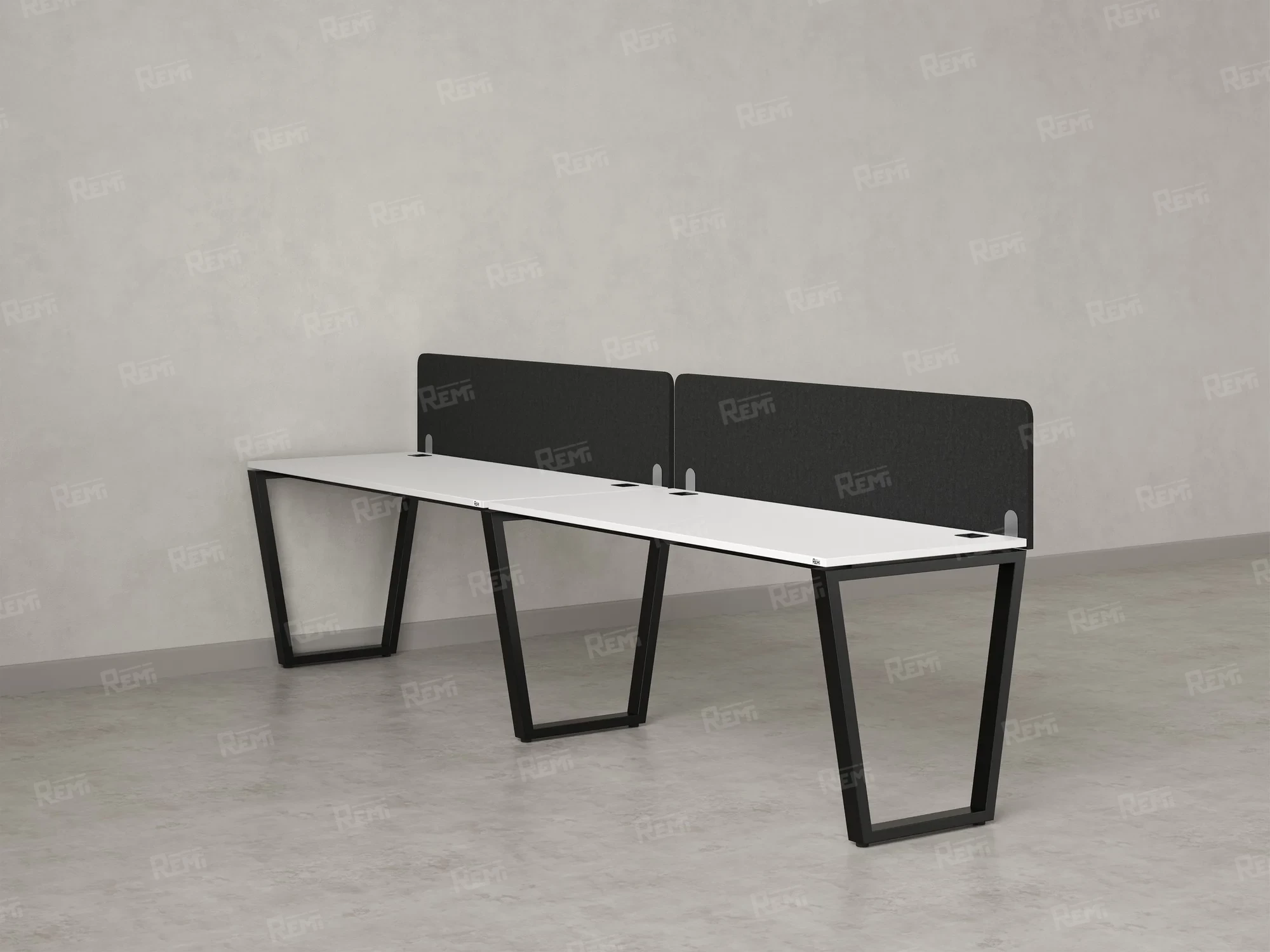 Бенч-система в 1 ряд, 2 рабочих места 2 тканевых экранов 3200x700x750 RM174-3-32x7 Белый/Черный
