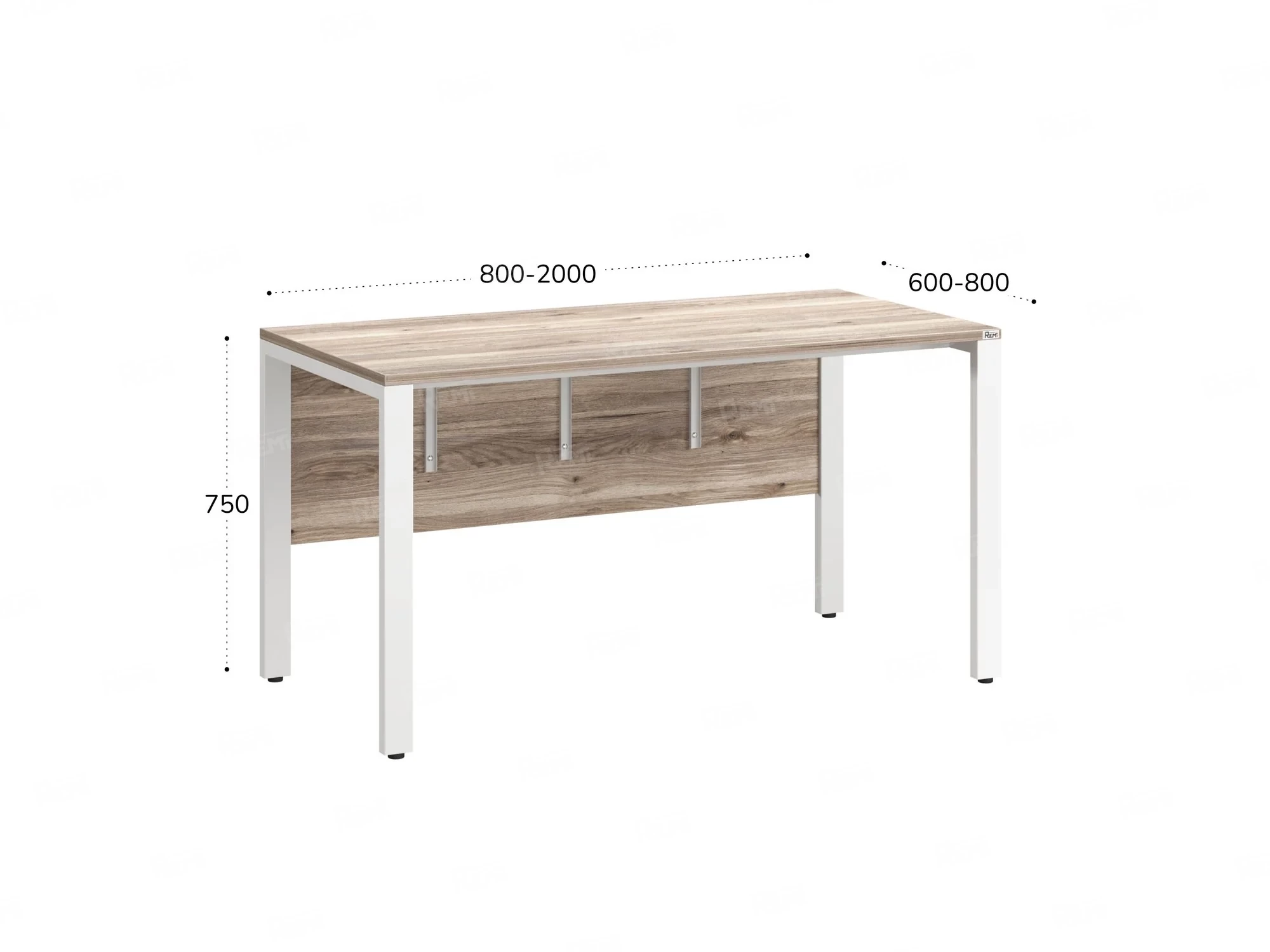 Стол прямой на П-образных опорах, экран ЛДСП 1200x600x750 RM005-12x6 Дуб Маувелла/Белый