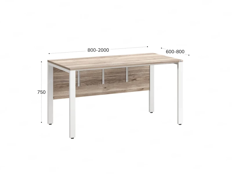 Стол прямой на П-образных опорах, экран ЛДСП 1200x600x750 RM005-12x6 Дуб Маувелла/Белый