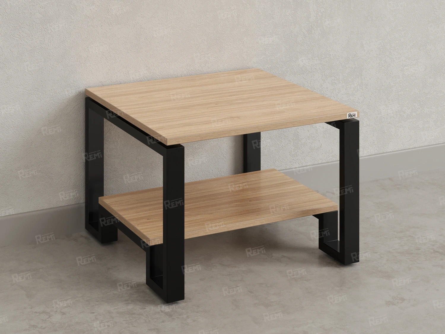 Журнальный стол с полкой 900x700x550 RM181-9x7 Вяз Швейцарский светлый/Черный