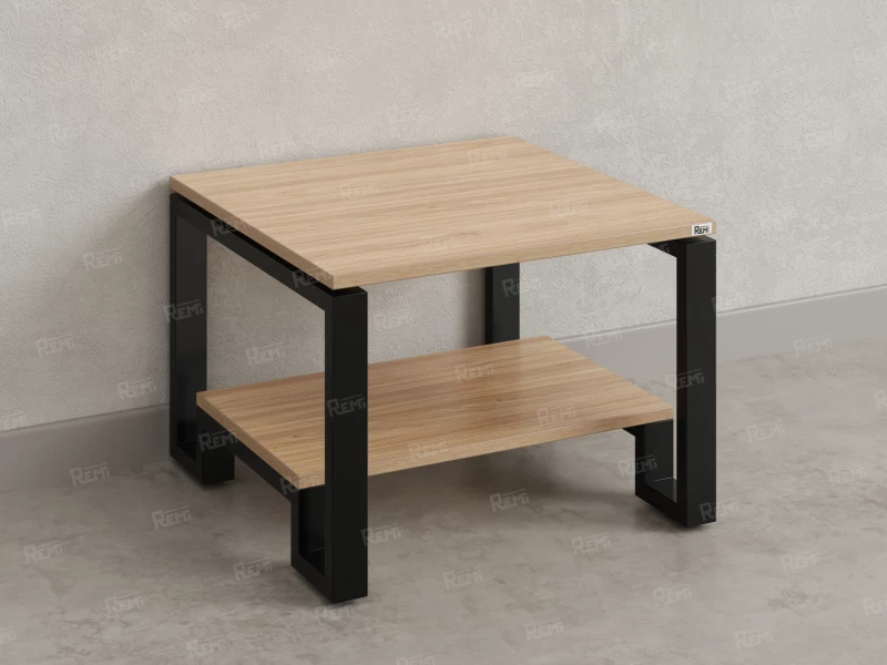 Журнальный стол с полкой 900x700x550 RM181-9x7 Вяз Швейцарский светлый/Черный