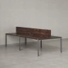 Бенч-система, 4 рабочих места, на П-образных опорах, 2 ЛДСП экранов 1400x1600x750 RM166-4-14x16 Дуб Апрельский шоколад/Серый