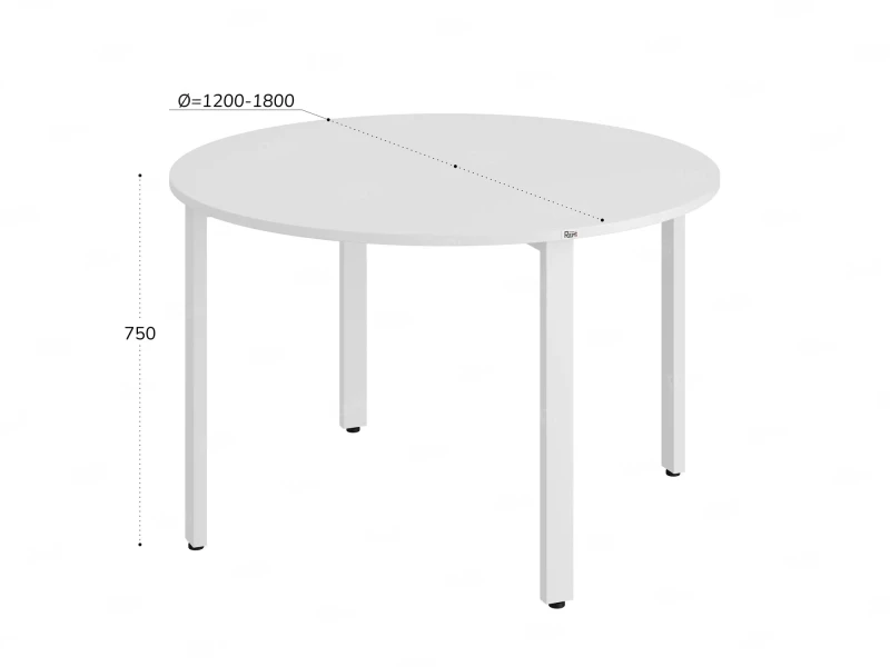Круглый стол на П-образных опорах 1700x1700x750 RM186-17x17 Белый/Белый