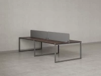 Бенч-система, 4 рабочих места, на О-образных опорах, 2 тканевых экранов 3600x1400x750 RM170-3-18x14 Дуб Апрельский шоколад/Серый