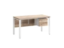 Стол прямой, подвесная тумба, ЛДСП экран, П-опора 2000x800x750 RM031-20x8 Дуб Маувелла/Белый