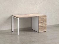 Стол прямой с тумбой на П-образных опоре, правый 1600x700x750 RM103-16x7 Дуб Маувелла/Белый