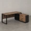 Стол прямой с тумбой R, ЛДСП экран, О-опора 1800x600x750 RM012R-18x6 Дуб Юстус/Черный