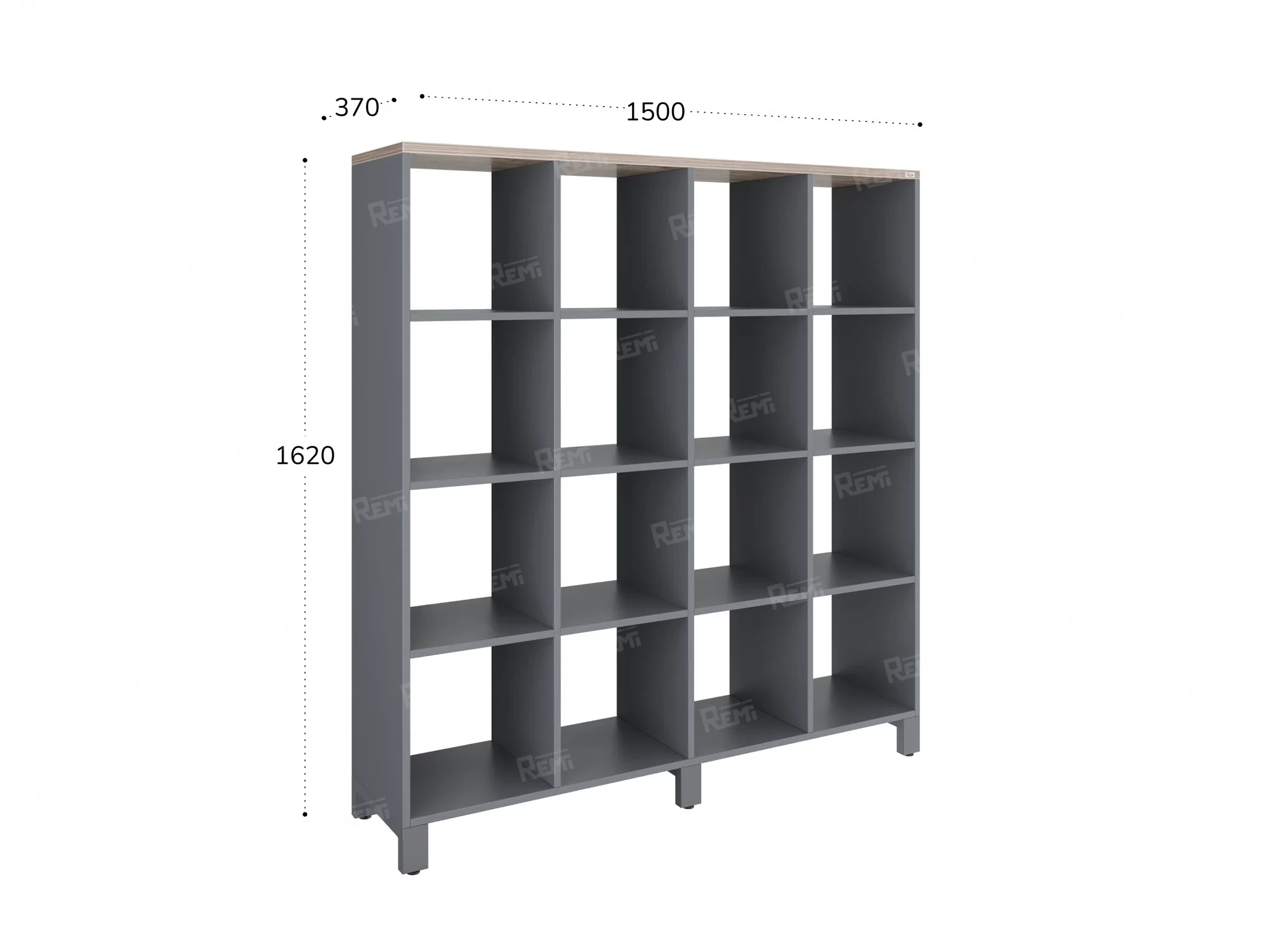 Стеллаж, 16 ячеек 1500х370х1620 RM140-15x37 Дуб Маувелла/Серый