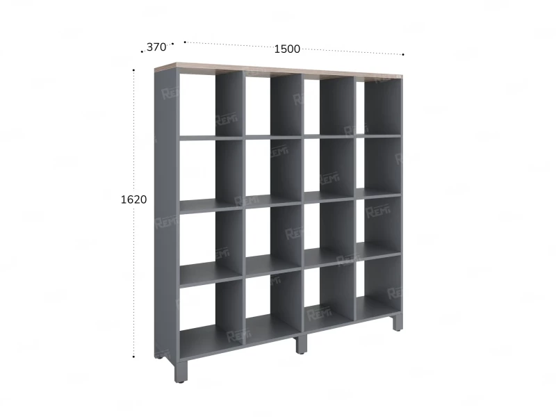 Стеллаж, 16 ячеек 1500х370х1620 RM140-15x37 Дуб Маувелла/Серый