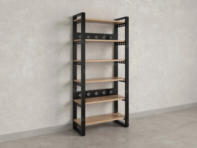 Стеллаж, 6 уровней 900x370x1920 RM132-90x37 Вяз Швейцарский светлый/Черный