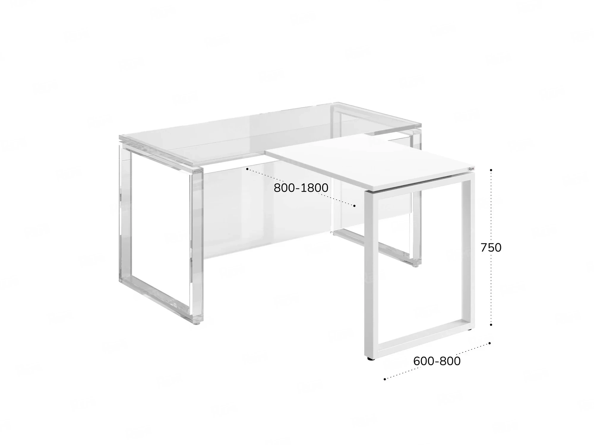 Брифинг прямой, с парящей столешнецей, на П-образном каркасе 1800x700x750 RM070-18x7 Белый/Белый