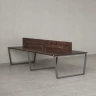 Бенч-система, 4 рабочих места, на U-образных опорах, 2 ЛДСП экранов 1400x1600x750 RM173-4-14x16 Дуб Апрельский шоколад/Серый