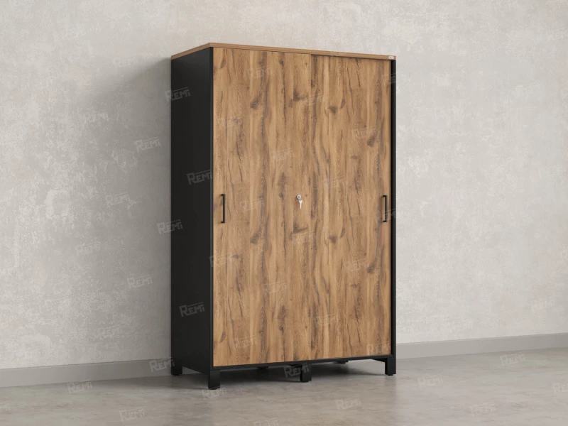 Шкаф-купе, штанга, 1 полка 1200x600x1900 RM163-90x60 Дуб Юстус/Черный