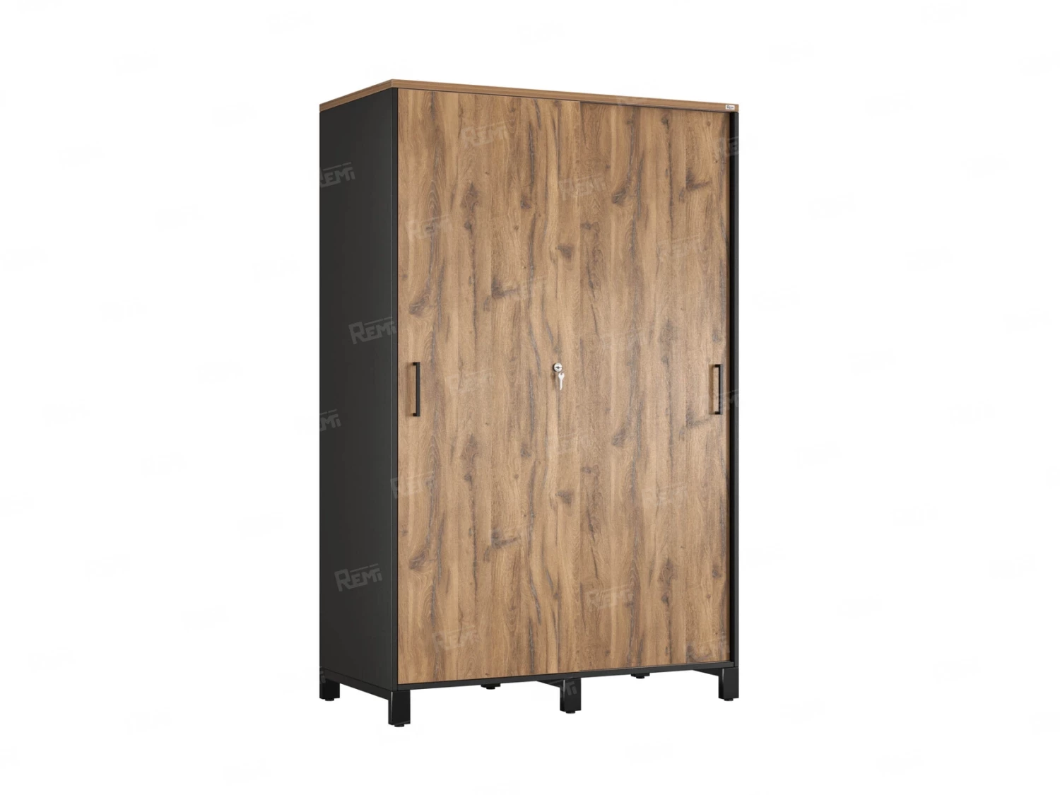 Шкаф-купе, штанга, 1 полка 1200x600x1900 RM163-90x60 Дуб Юстус/Черный