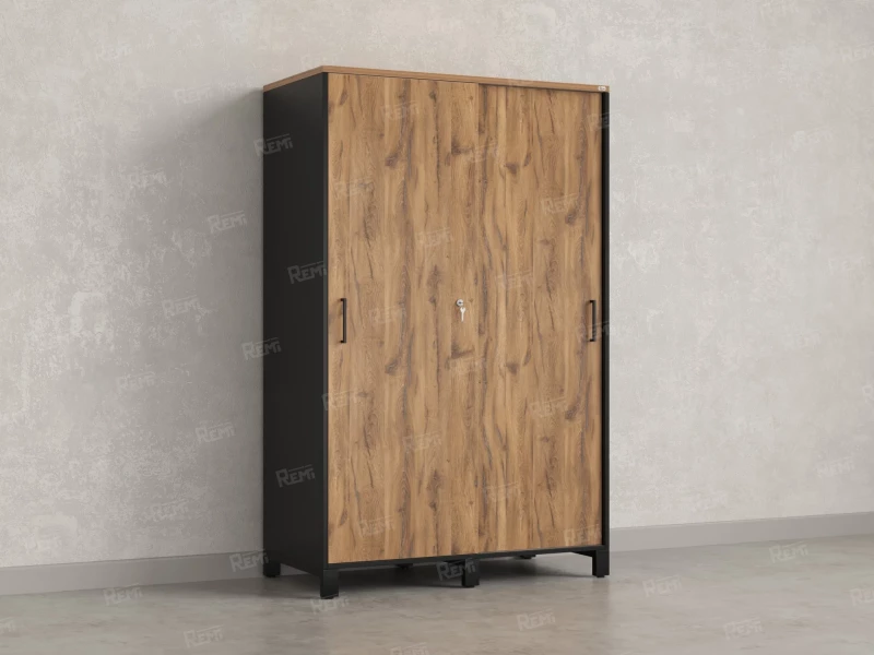 Шкаф-купе, штанга, 1 полка 1200x600x1900 RM163-90x60 Дуб Юстус/Черный