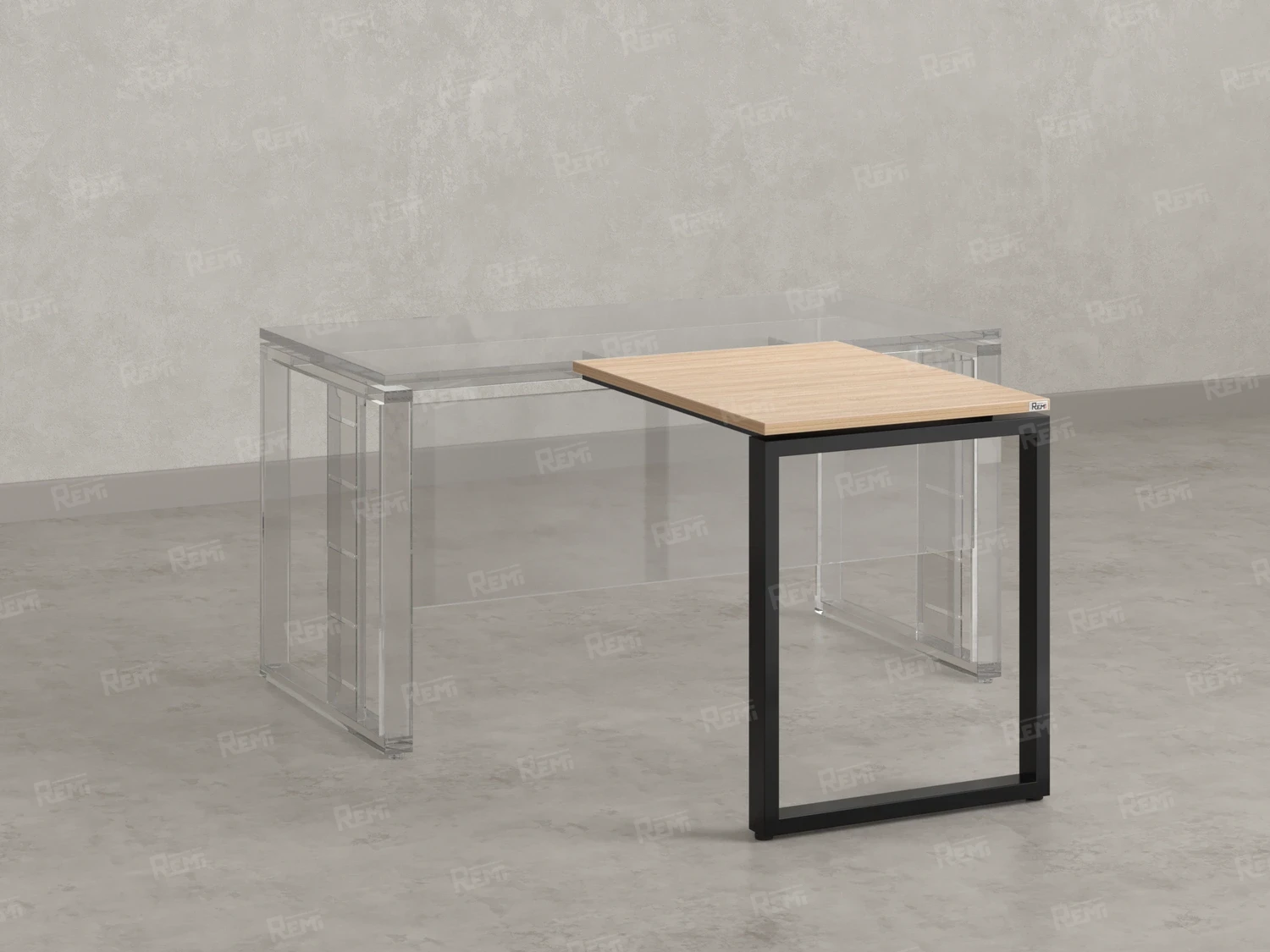 Брифинг прямой, с парящей столешнецей, на О-образном каркасе 1800x700x750 RM072-18x7 Вяз Швейцарский светлый/Черный