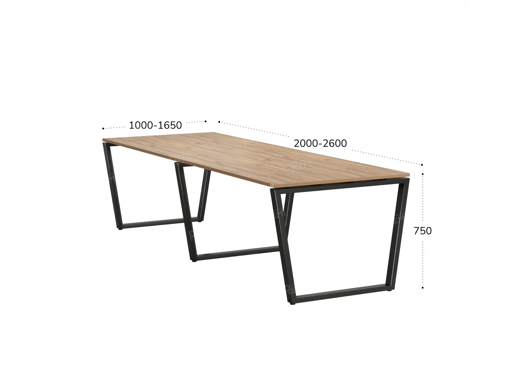 Cтол для переговоров, на V-обазном каркасе 2000x1450x750 RM082-200x145 Дуб Юстус/Черный