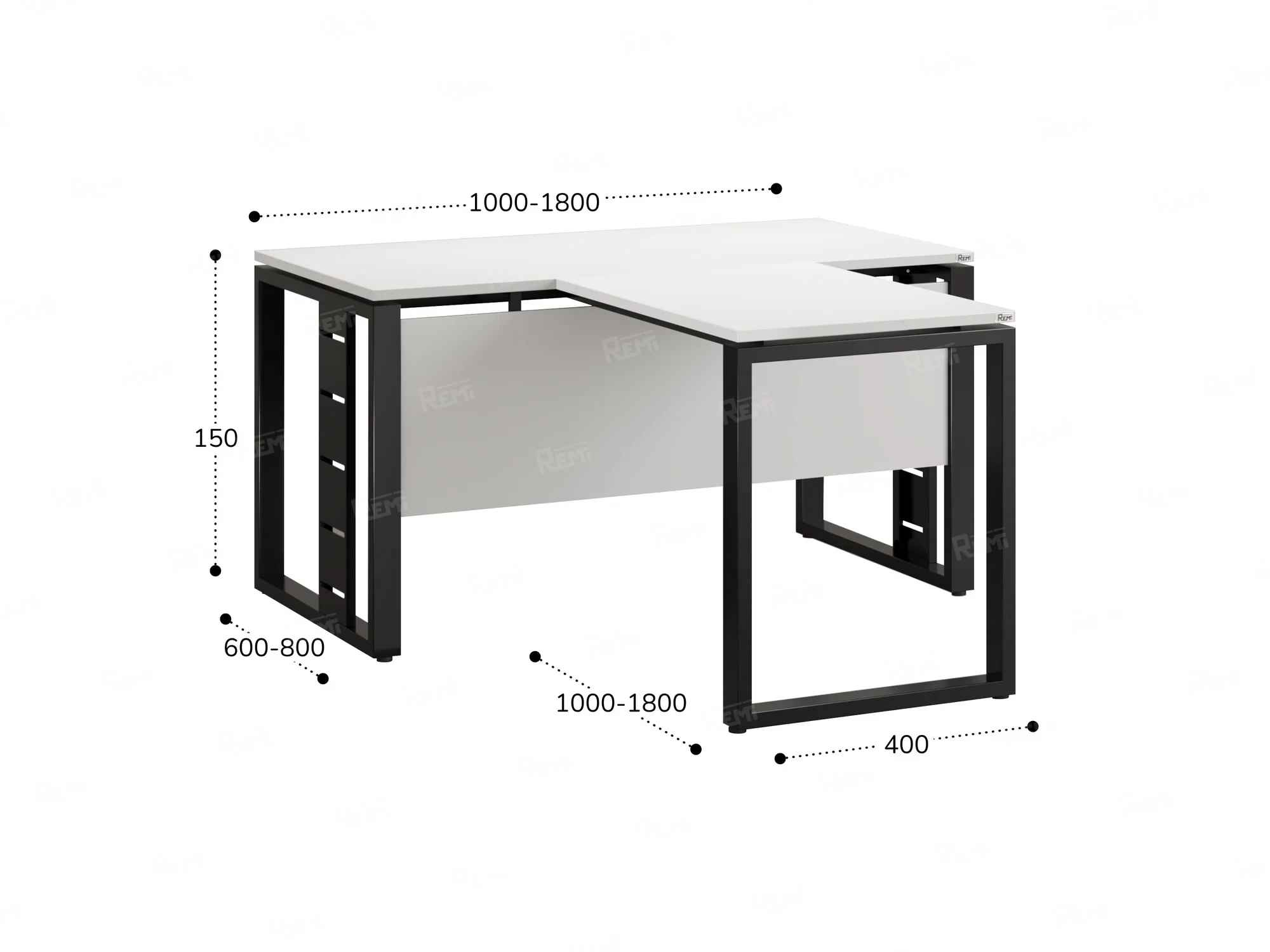 Стол с брифингом с парящей столешницей на О-образных опорах с экраном ЛДСП RM045-12x9 1200x2100x750 Белый/Черный
