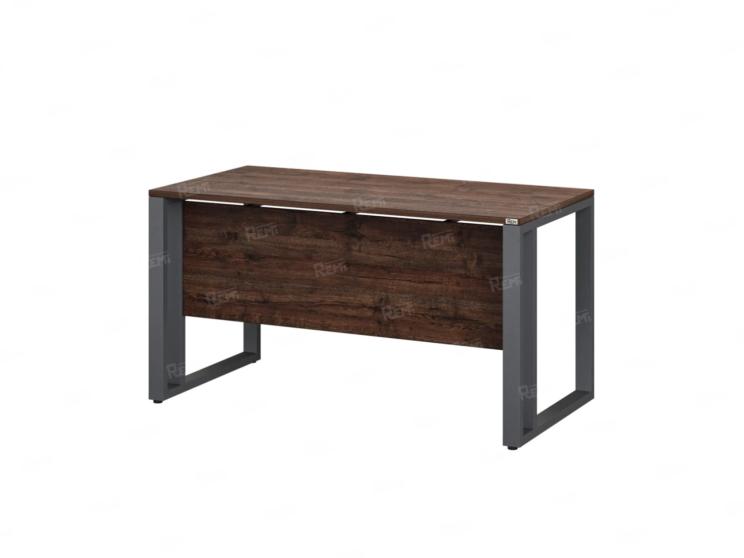 Стол прямой на О-образных опорах с экраном ЛДСП 2000x800x750 RM041-20x8 Дуб Апрельский шоколад/Серый