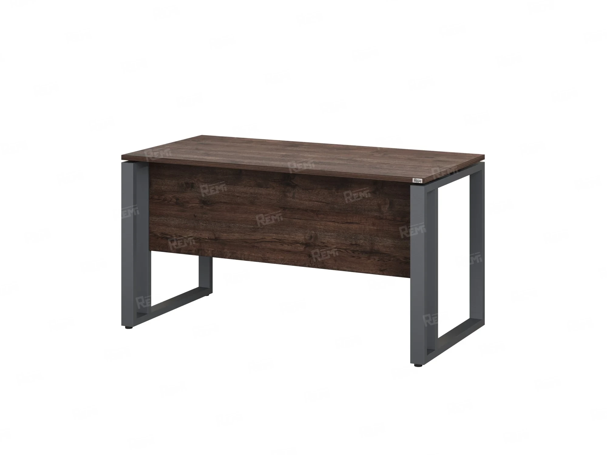 Стол прямой на О-образных опорах с экраном ЛДСП 2000x800x750 RM041-20x8 Дуб Апрельский шоколад/Серый