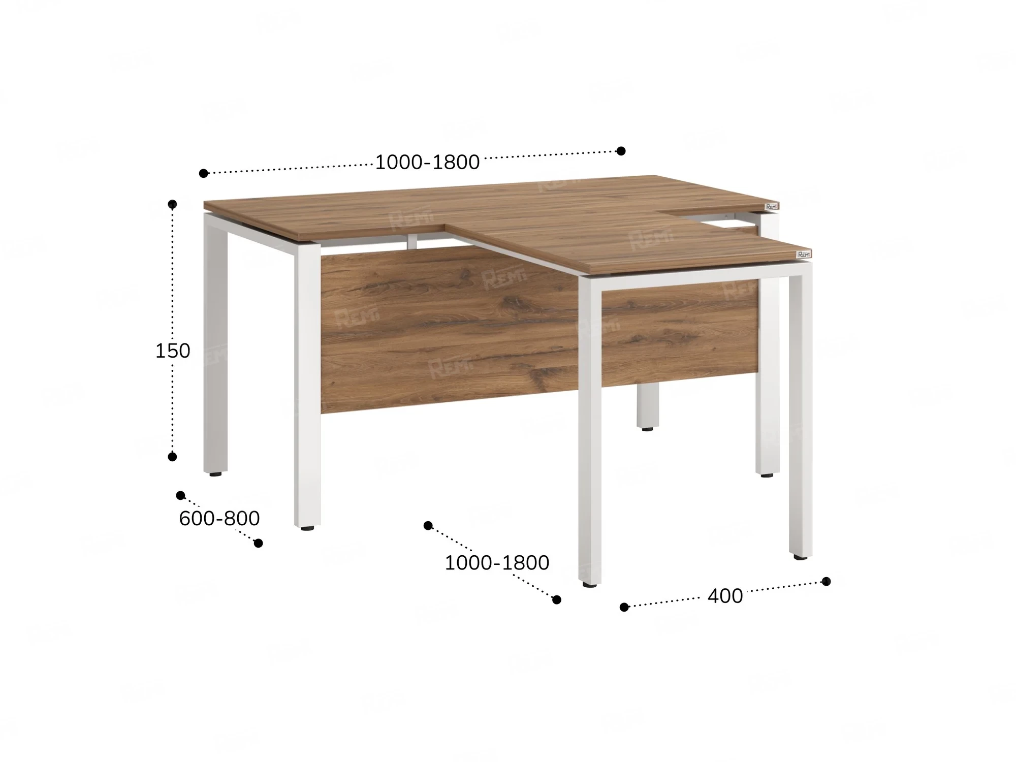 Стол с брифингом с парящей столешницей на П-образных опорах с экраном ЛДСП RM043-10x7 1000x1700x750 Дуб Юстус/Белый