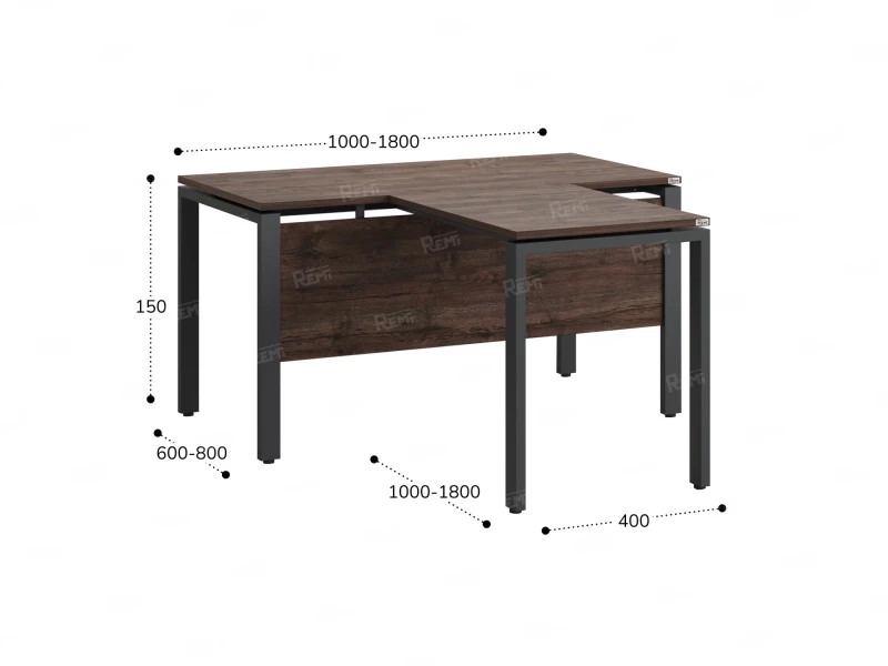 Стол с брифингом с парящей столешницей на П-образных опорах с экраном ЛДСП RM043-14x8 1400x2200x750 Дуб Апрельский шоколад/Серый