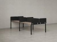 Бенч-система, 4 рабочих места, на П-образных опорах, 8 тканевых экранов 3200x1600x750 RM166-1-16x16 Дуб Маувелла/Черный