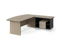 BRL RB070-180x200R Стол руководителя угловой R с тумбой 2 ящика 1800х2000х760 Шорвуд/Черный