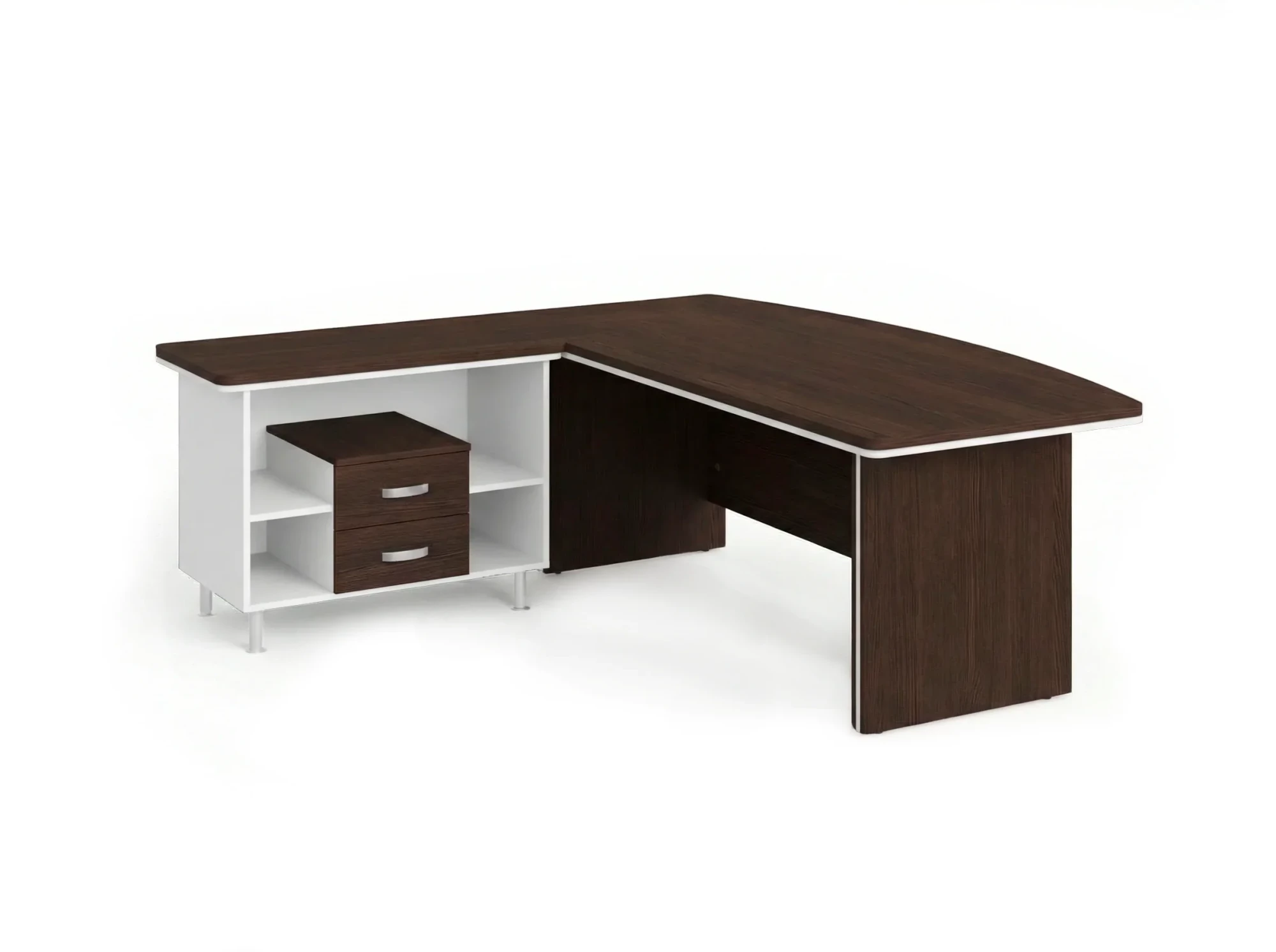 BRL RB070-180x200L Стол руководителя угловой L с тумбой 2 ящика 1800х2000х760 Венге/Белый